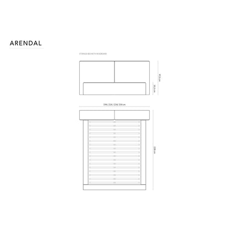 Arendal Bett mit Doppelkopfteil und Stauraum aus Samt oder Strukturstoff, 160x200 cm von Cosmopolitan Design – Bild 3
