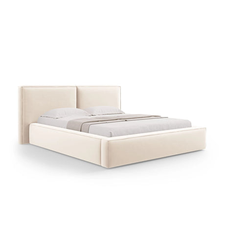 Arendal Bett mit Doppelkopfteil und Stauraum aus Samt oder Strukturstoff, 180x200 cm von Cosmopolitan Design – Bild 1