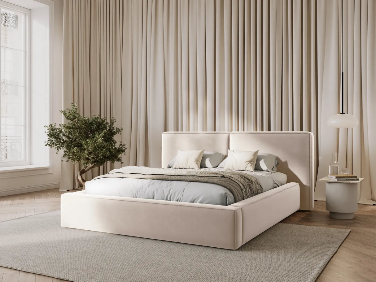 Arendal Bett mit Doppelkopfteil und Stauraum aus Samt oder Strukturstoff, 180x200 cm von Cosmopolitan Design – Bild 2