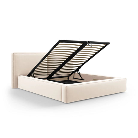 Arendal Bett mit Doppelkopfteil und Stauraum aus Samt oder Strukturstoff, 200x200 cm von Cosmopolitan Design – Bild 6