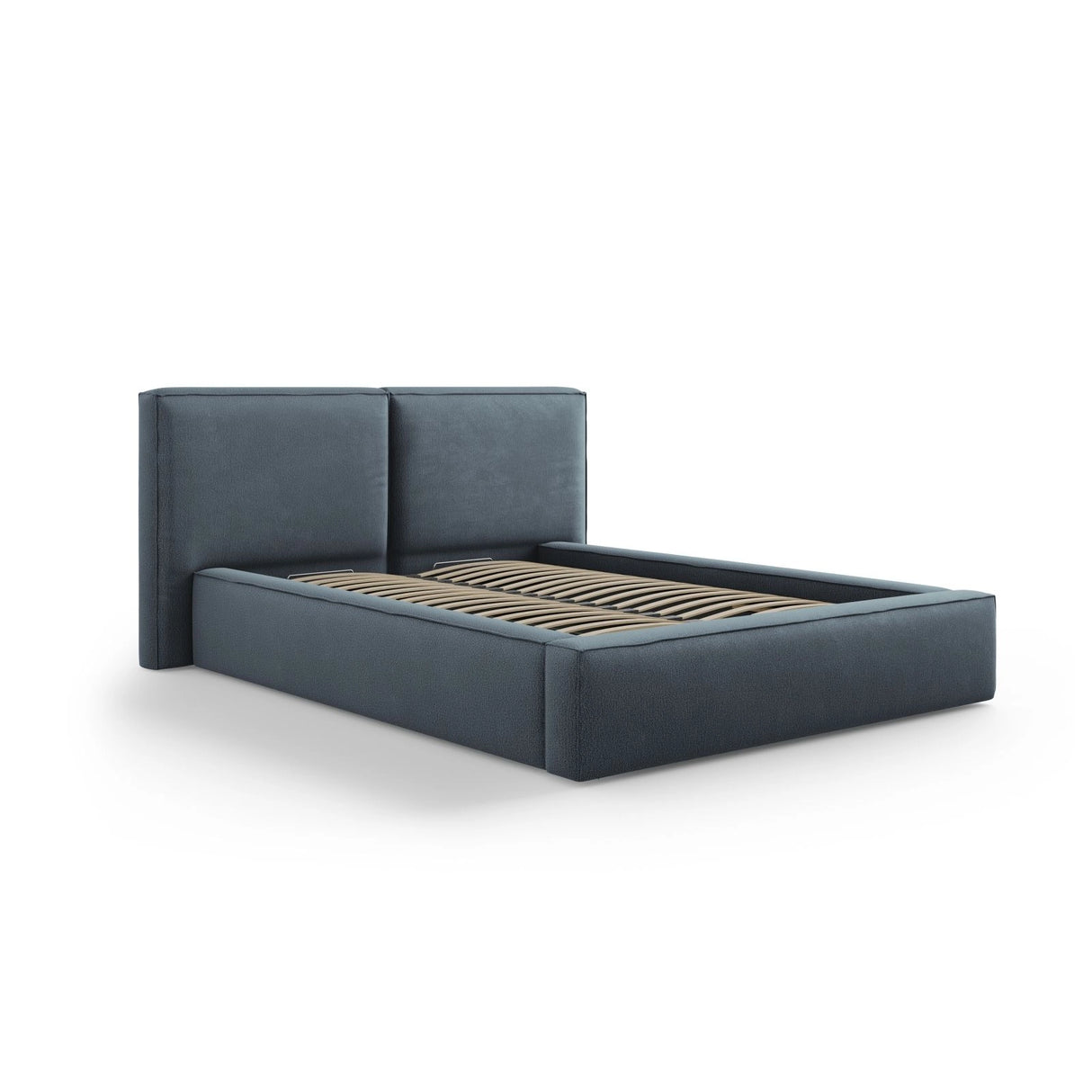 Arendal Bett mit Doppelkopfteil und Stauraum aus Strukturierter Stoff in Blau (Megan 361), 140x200 cm von Cosmopolitan Design – Bild 1