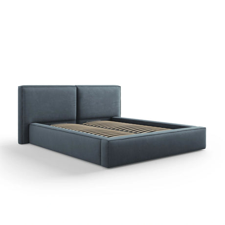 Arendal Bett mit Doppelkopfteil und Stauraum aus Strukturierter Stoff in Blau (Megan 361), 160x200 cm von Cosmopolitan Design – Bild 1