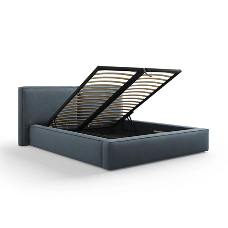 Arendal Bett mit Doppelkopfteil und Stauraum aus Strukturierter Stoff in Blau (Megan 361), 160x200 cm von Cosmopolitan Design – Bild 4