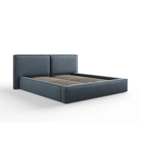 Arendal Bett mit Doppelkopfteil und Stauraum aus Strukturierter Stoff in Blau (Megan 361), 180x200 cm von Cosmopolitan Design – Bild 1
