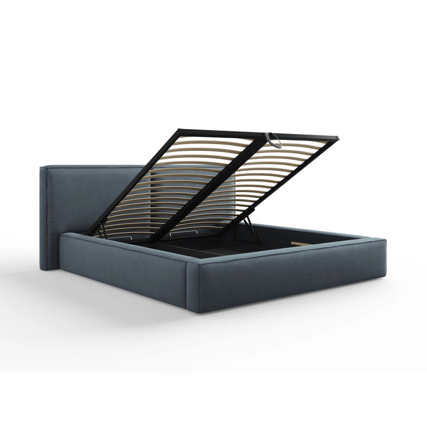 Arendal Bett mit Doppelkopfteil und Stauraum aus Strukturierter Stoff in Blau (Megan 361), 180x200 cm von Cosmopolitan Design – Bild 4