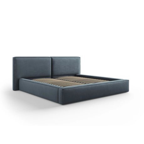 Arendal Bett mit Doppelkopfteil und Stauraum aus Strukturierter Stoff in Blau (Megan 361), 200x200 cm von Cosmopolitan Design – Bild 1