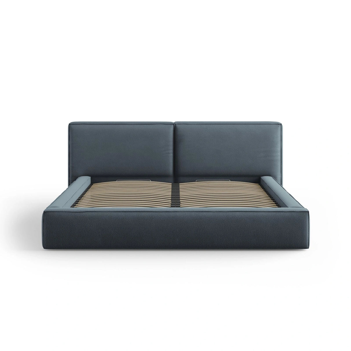 Arendal Bett mit Doppelkopfteil und Stauraum aus Strukturierter Stoff in Blau (Megan 361), 200x200 cm von Cosmopolitan Design – Bild 3