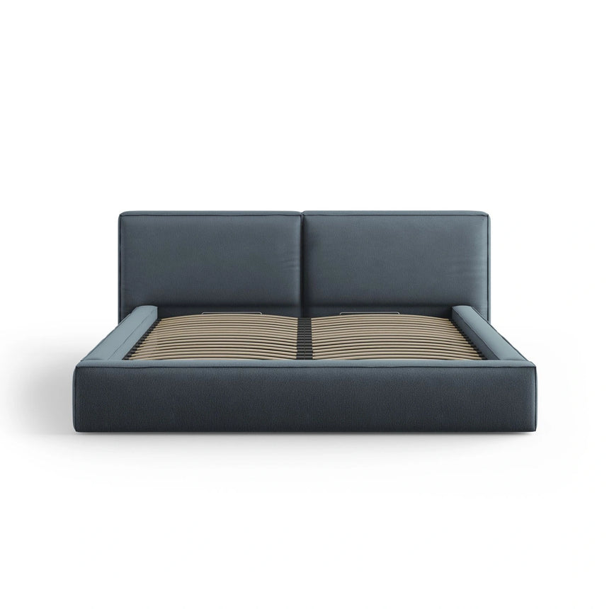 Arendal Bett mit Doppelkopfteil und Stauraum aus Strukturierter Stoff in Blau (Megan 361), 200x200 cm von Cosmopolitan Design – Bild 3