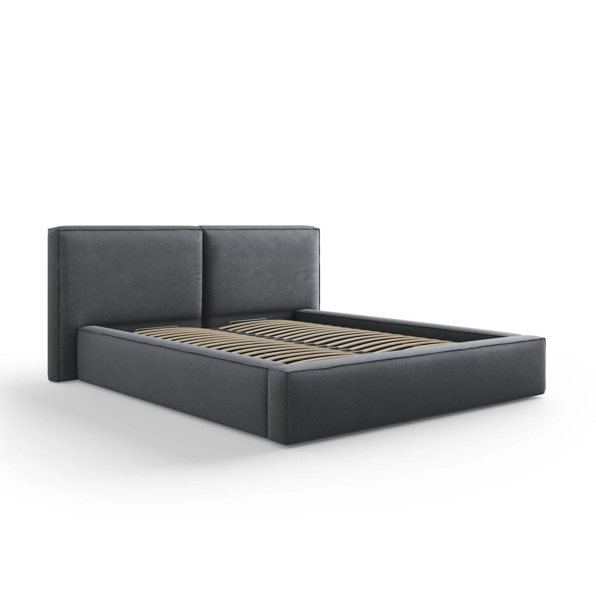 Arendal Bett mit Doppelkopfteil und Stauraum aus Strukturierter Stoff in Dunkelgrau (Megan 367), 160x200 cm von Cosmopolitan Design – Bild 1