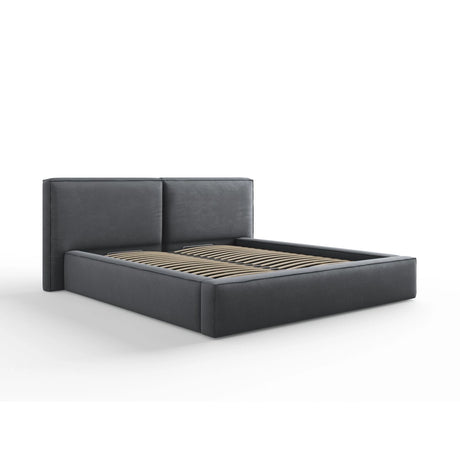 Arendal Bett mit Doppelkopfteil und Stauraum aus Strukturierter Stoff in Dunkelgrau (Megan 367), 180x200 cm von Cosmopolitan Design – Bild 1