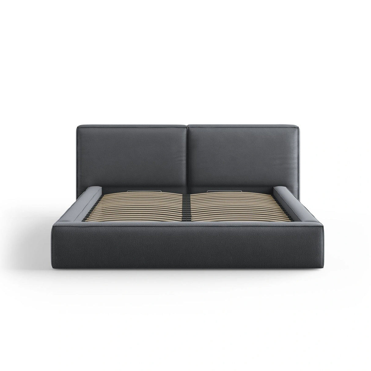 Arendal Bett mit Doppelkopfteil und Stauraum aus Strukturierter Stoff in Dunkelgrau (Megan 367), 180x200 cm von Cosmopolitan Design – Bild 3