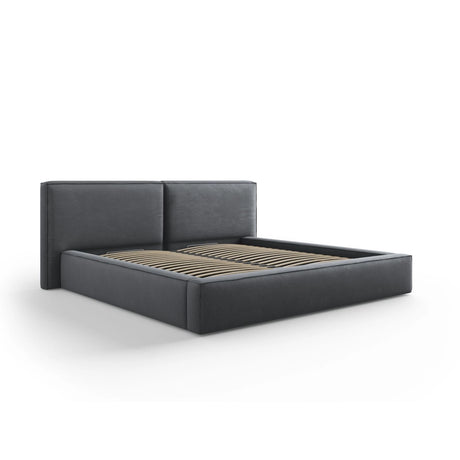 Arendal Bett mit Doppelkopfteil und Stauraum aus Strukturierter Stoff in Dunkelgrau (Megan 367), 200x200 cm von Cosmopolitan Design – Bild 1