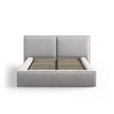 Arendal Bett mit Doppelkopfteil und Stauraum aus Strukturierter Stoff in Hellgrau (Megan 363), 140x200 cm von Cosmopolitan Design – Bild 3
