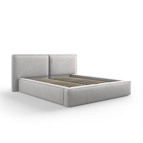 Arendal Bett mit Doppelkopfteil und Stauraum aus Strukturierter Stoff in Hellgrau (Megan 363), 160x200 cm von Cosmopolitan Design – Bild 1