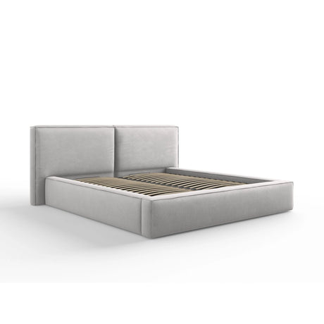 Arendal Bett mit Doppelkopfteil und Stauraum aus Strukturierter Stoff in Hellgrau (Megan 363), 180x200 cm von Cosmopolitan Design – Bild 1