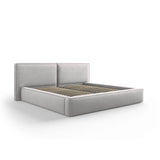 Arendal Bett mit Doppelkopfteil und Stauraum aus Strukturierter Stoff in Hellgrau (Megan 363), 200x200 cm von Cosmopolitan Design – Bild 1