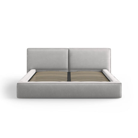 Arendal Bett mit Doppelkopfteil und Stauraum aus Strukturierter Stoff in Hellgrau (Megan 363), 200x200 cm von Cosmopolitan Design – Bild 3