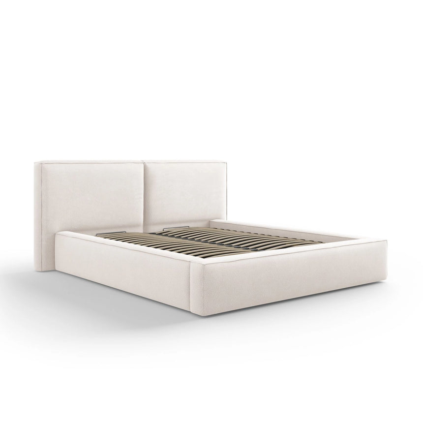 Arendal Bett mit Doppelkopfteil und Stauraum aus Strukturierter Stoff in Leichtes Beige (Megan 351), 160x200 cm von Cosmopolitan Design – Bild 1
