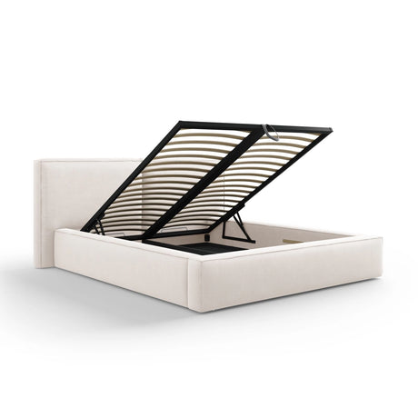 Arendal Bett mit Doppelkopfteil und Stauraum aus Strukturierter Stoff in Leichtes Beige (Megan 351), 160x200 cm von Cosmopolitan Design – Bild 4
