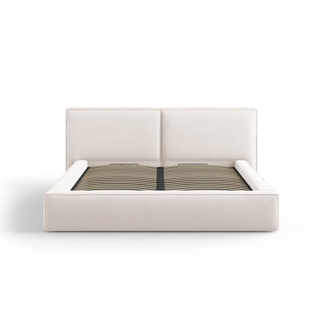 Arendal Bett mit Doppelkopfteil und Stauraum aus Strukturierter Stoff in Leichtes Beige (Megan 351), 180x200 cm von Cosmopolitan Design – Bild 3