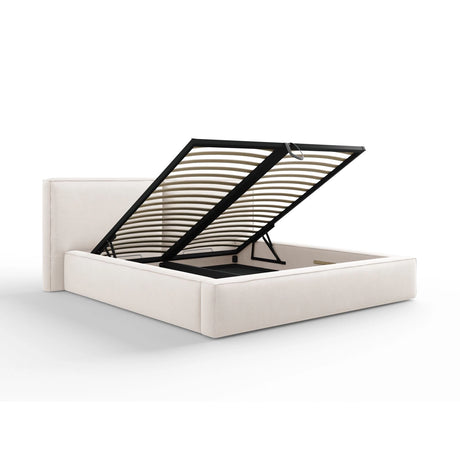 Arendal Bett mit Doppelkopfteil und Stauraum aus Strukturierter Stoff in Leichtes Beige (Megan 351), 180x200 cm von Cosmopolitan Design – Bild 4