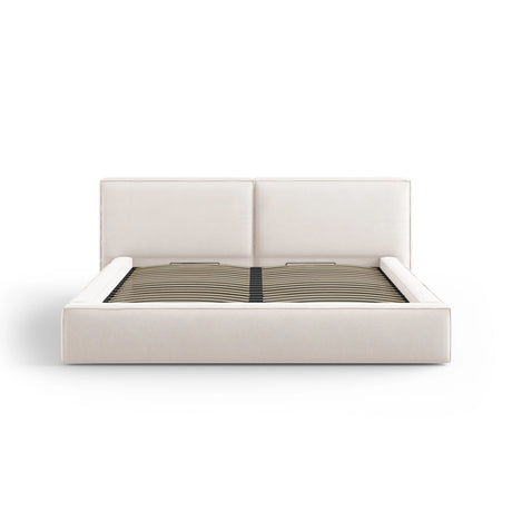 Arendal Bett mit Doppelkopfteil und Stauraum aus Strukturierter Stoff in Leichtes Beige (Megan 351), 200x200 cm von Cosmopolitan Design – Bild 3