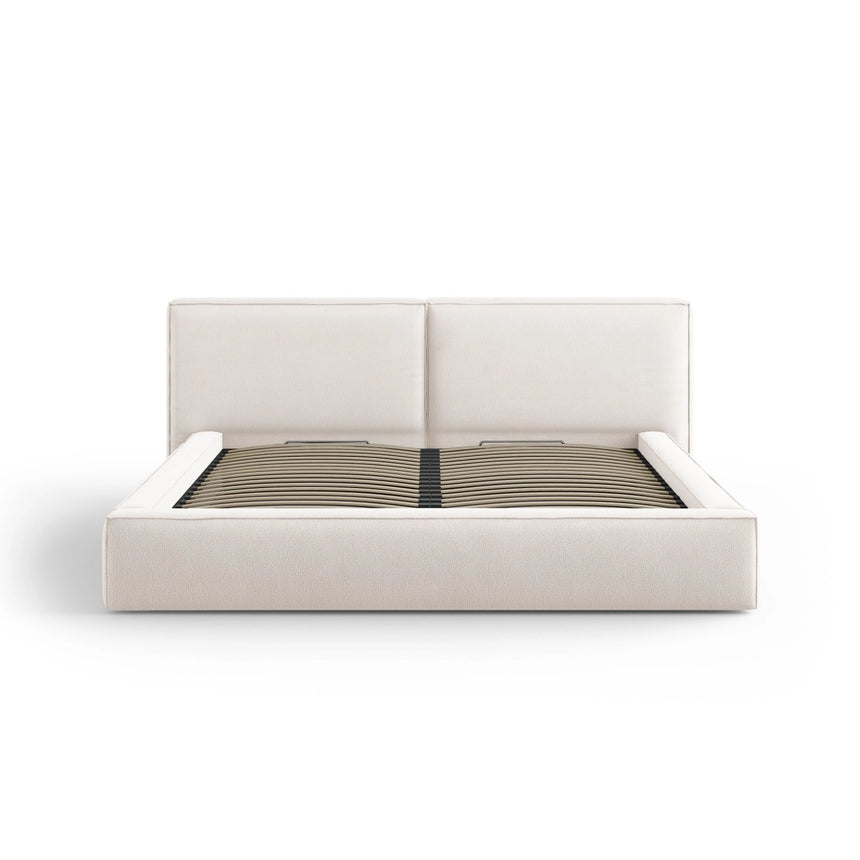 Arendal Bett mit Doppelkopfteil und Stauraum aus Strukturierter Stoff in Leichtes Beige (Megan 351), 200x200 cm von Cosmopolitan Design – Bild 3
