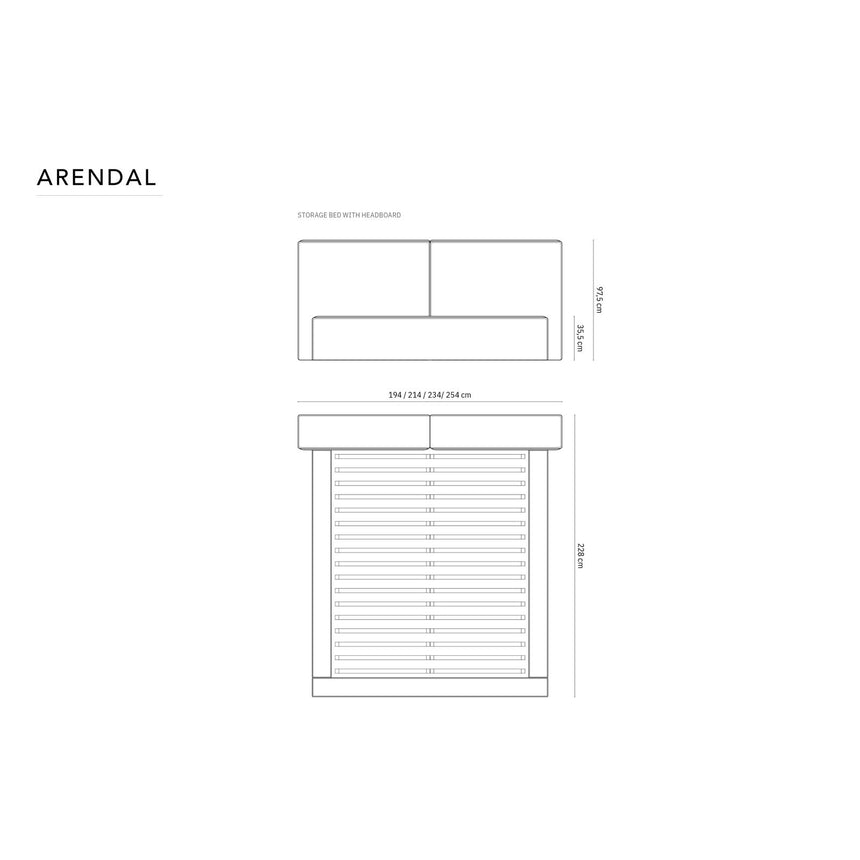 Arendal Bett mit Doppelkopfteil und Stauraum aus Strukturierter Stoff in Rosa (Megan 355), 140x200 cm von Cosmopolitan Design – Bild 2