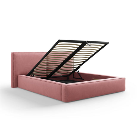 Arendal Bett mit Doppelkopfteil und Stauraum aus Strukturierter Stoff in Rosa (Megan 355), 160x200 cm von Cosmopolitan Design – Bild 4