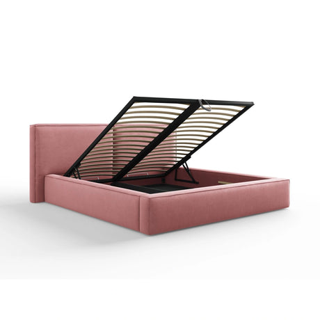 Arendal Bett mit Doppelkopfteil und Stauraum aus Strukturierter Stoff in Rosa (Megan 355), 180x200 cm von Cosmopolitan Design – Bild 4