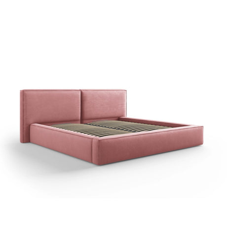 Arendal Bett mit Doppelkopfteil und Stauraum aus Strukturierter Stoff in Rosa (Megan 355), 200x200 cm von Cosmopolitan Design – Bild 1