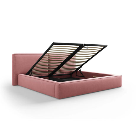 Arendal Bett mit Doppelkopfteil und Stauraum aus Strukturierter Stoff in Rosa (Megan 355), 200x200 cm von Cosmopolitan Design – Bild 4