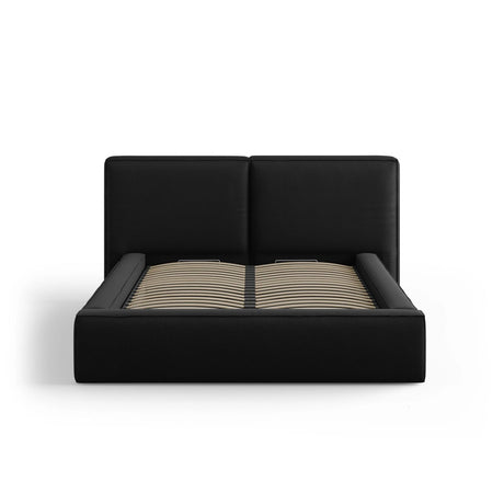 Arendal Bett mit Doppelkopfteil und Stauraum aus Strukturierter Stoff in Schwarz (Megan 368), 140x200 cm von Cosmopolitan Design – Bild 3