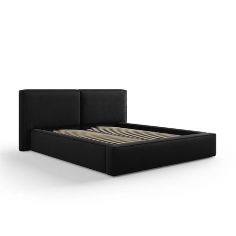 Arendal Bett mit Doppelkopfteil und Stauraum aus Strukturierter Stoff in Schwarz (Megan 368), 160x200 cm von Cosmopolitan Design – Bild 1