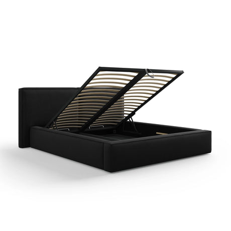 Arendal Bett mit Doppelkopfteil und Stauraum aus Strukturierter Stoff in Schwarz (Megan 368), 160x200 cm von Cosmopolitan Design – Bild 4