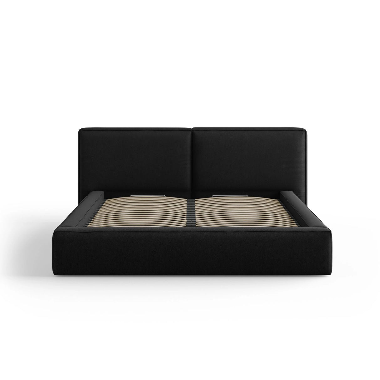 Arendal Bett mit Doppelkopfteil und Stauraum aus Strukturierter Stoff in Schwarz (Megan 368), 180x200 cm von Cosmopolitan Design – Bild 3