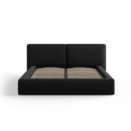 Arendal Bett mit Doppelkopfteil und Stauraum aus Strukturierter Stoff in Schwarz (Megan 368), 180x200 cm von Cosmopolitan Design – Bild 3