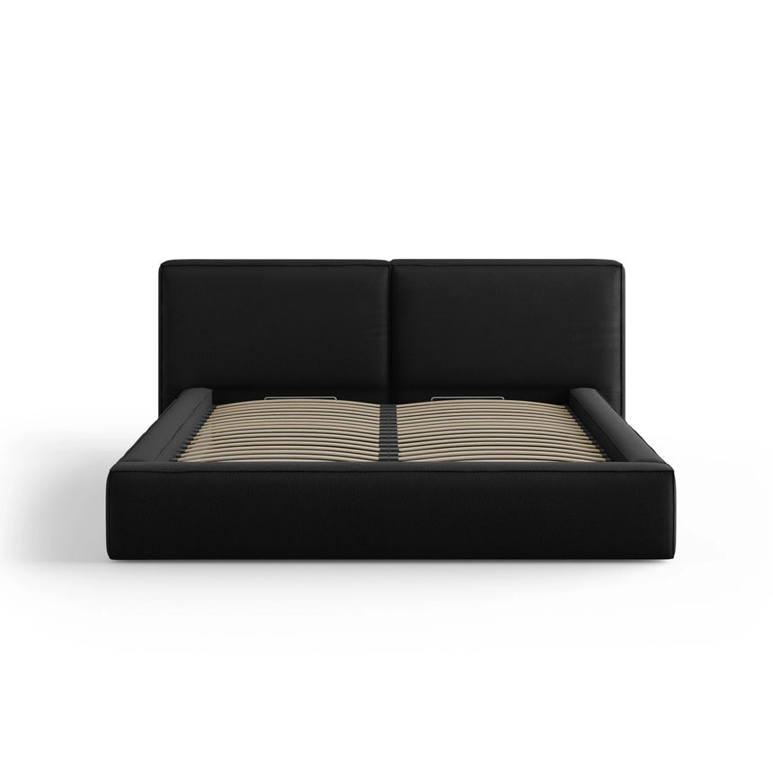 Arendal Bett mit Doppelkopfteil und Stauraum aus Strukturierter Stoff in Schwarz (Megan 368), 180x200 cm von Cosmopolitan Design – Bild 3