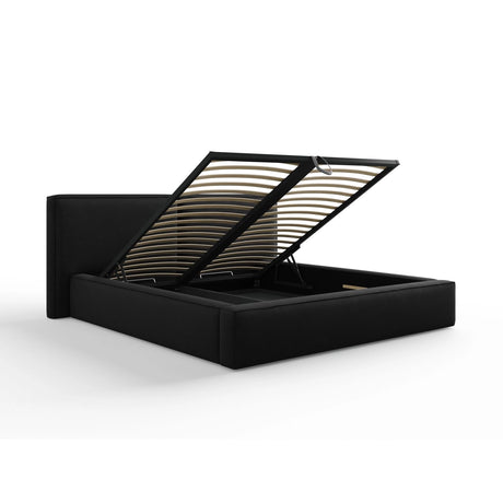 Arendal Bett mit Doppelkopfteil und Stauraum aus Strukturierter Stoff in Schwarz (Megan 368), 180x200 cm von Cosmopolitan Design – Bild 4