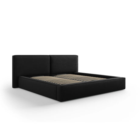 Arendal Bett mit Doppelkopfteil und Stauraum aus Strukturierter Stoff in Schwarz (Megan 368), 200x200 cm von Cosmopolitan Design – Bild 1