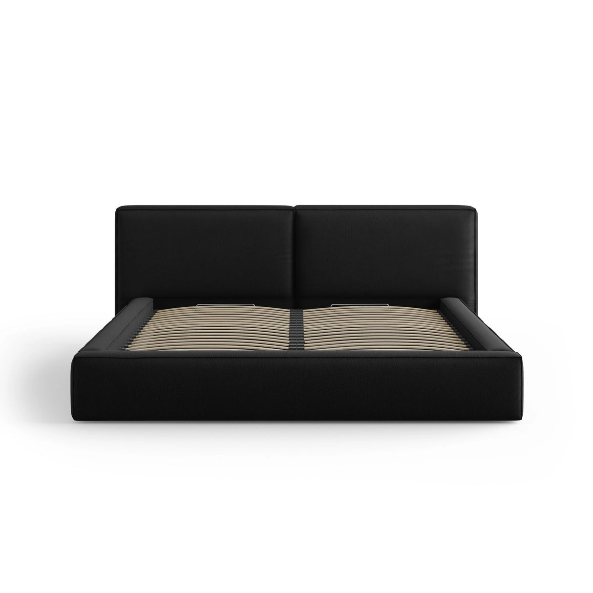 Arendal Bett mit Doppelkopfteil und Stauraum aus Strukturierter Stoff in Schwarz (Megan 368), 200x200 cm von Cosmopolitan Design – Bild 3