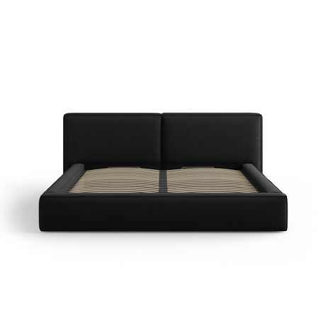 Arendal Bett mit Doppelkopfteil und Stauraum aus Strukturierter Stoff in Schwarz (Megan 368), 200x200 cm von Cosmopolitan Design – Bild 3