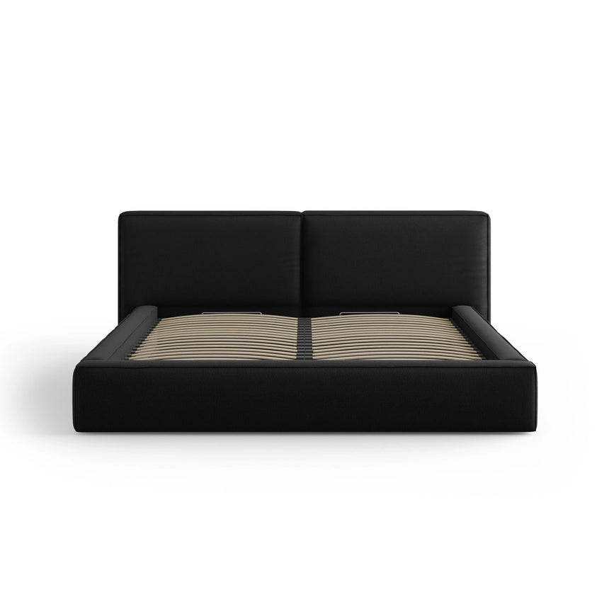 Arendal Bett mit Doppelkopfteil und Stauraum aus Strukturierter Stoff in Schwarz (Megan 368), 200x200 cm von Cosmopolitan Design – Bild 3