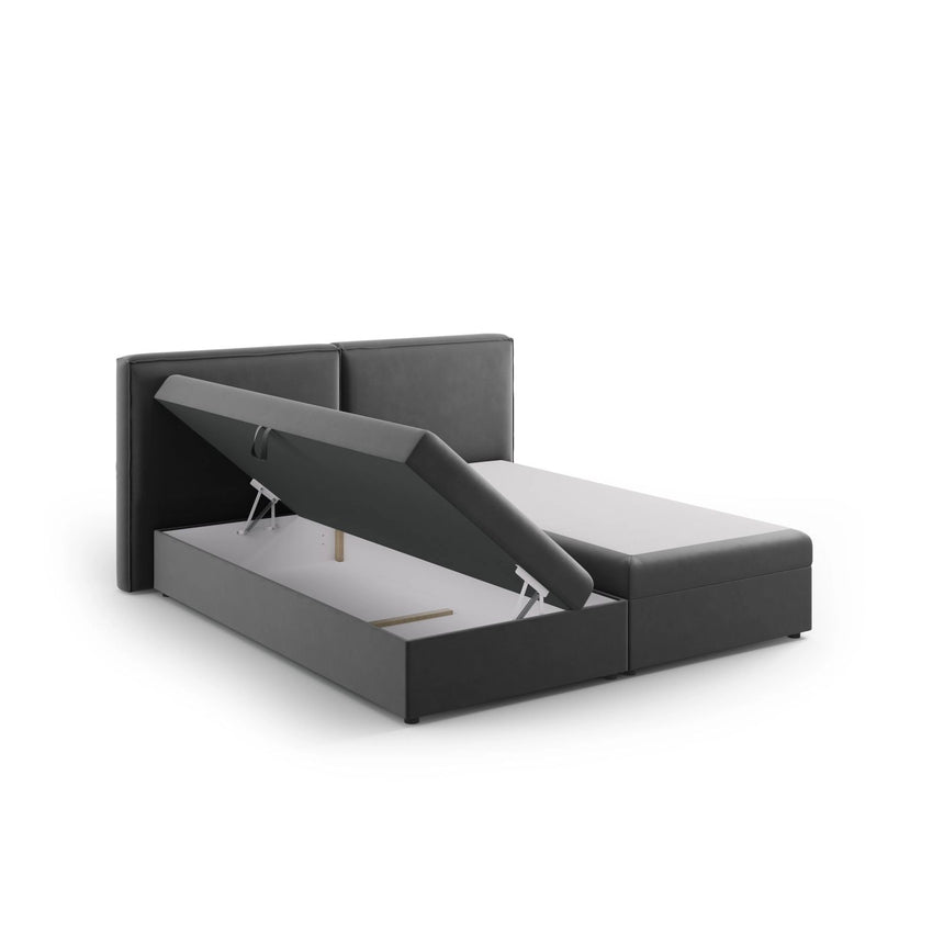 Arendal Boxspringbett mit Kopfteil und Stauraum aus Samt in Grau (Bluvel 14), 140x200 cm von Cosmopolitan Design – Bild 4