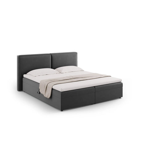 Arendal Boxspringbett mit Kopfteil und Stauraum aus Samt in Grau (Bluvel 14), 160x200 cm von Cosmopolitan Design – Bild 1