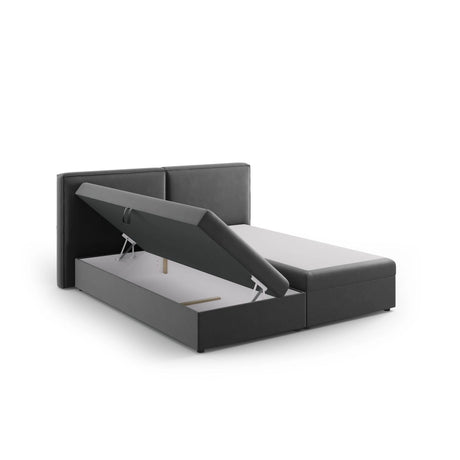 Arendal Boxspringbett mit Kopfteil und Stauraum aus Samt in Grau (Bluvel 14), 160x200 cm von Cosmopolitan Design – Bild 4