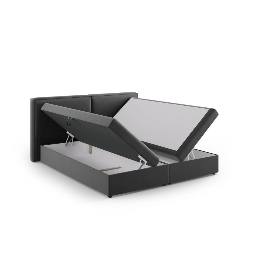 Arendal Boxspringbett mit Kopfteil und Stauraum aus Samt in Grau (Bluvel 14), 160x200 cm von Cosmopolitan Design – Bild 5