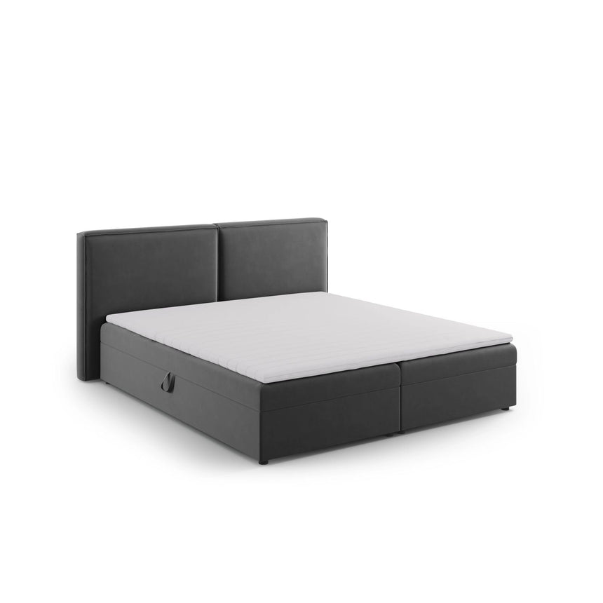 Arendal Boxspringbett mit Kopfteil und Stauraum aus Samt in Grau (Bluvel 14), 160x200 cm von Cosmopolitan Design – Bild 6