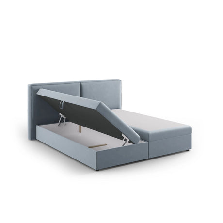 Arendal Boxspringbett mit Kopfteil und Stauraum aus Samt in Hellblau (Bluvel 06), 160x200 cm von Cosmopolitan Design – Bild 4