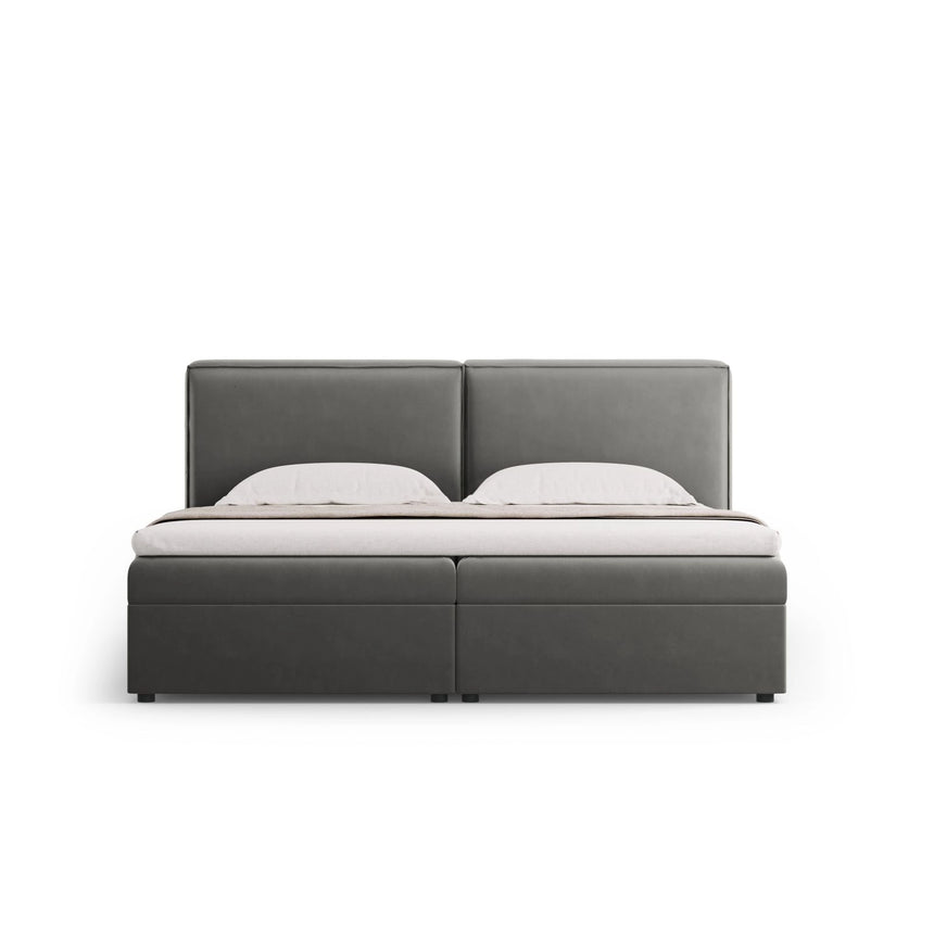 Arendal Boxspringbett mit Kopfteil und Stauraum aus Samt in Hellgrau (Bluvel 13), 140x200 cm von Cosmopolitan Design – Bild 3